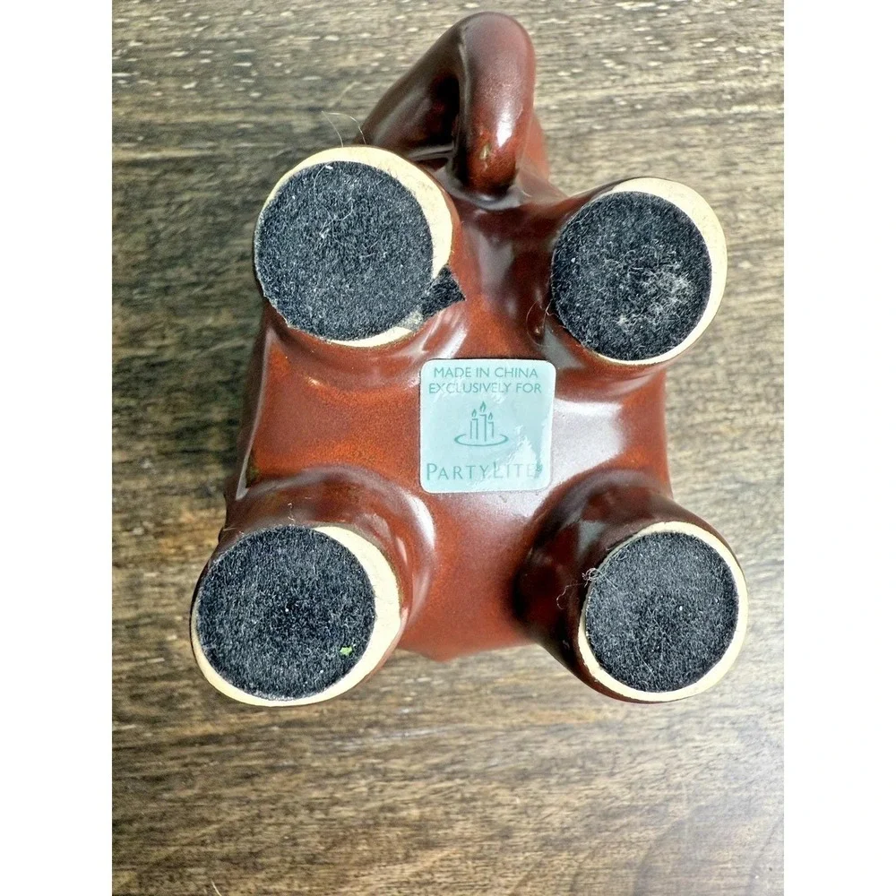 PartyLite Elephant Tealight Candle Holder Ceramic Safari Decor 1990s Brown - Picture 10 of 14